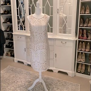 Liz Claiborne Lace Dress 8 Beige/White